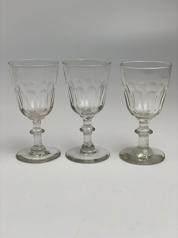 Berlinois / Chr. d. 8 hedvinsglas / portvinsglas med halvfacetteret kumme på stilk med knap