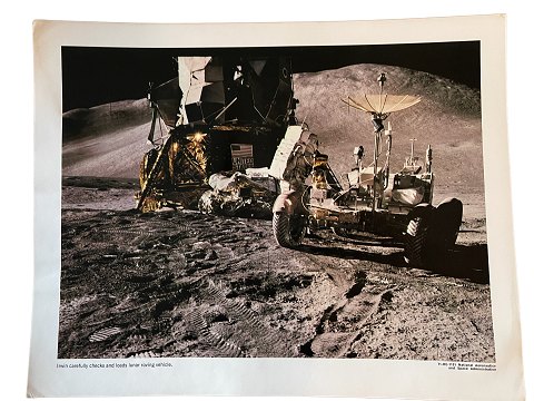 Originalt NASA farveoffsetfotografi fra Apollo 15 månelandingen i juli-august 1971.