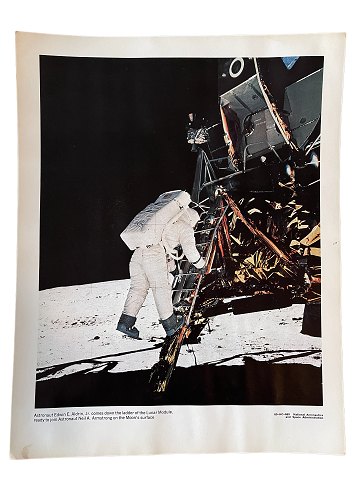 Originalt NASA farveoffsetfotografi fra Apollo 11 månelandingen i juli 1969.