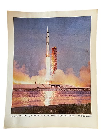 Originalt NASA farveoffsetfotografi fra affyringen af Apollo 11 den 16. juli 1969