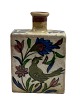 Persisk flaske-vase / Iznik keramik. Polykrome motiver med rådyr, henholdsvis fugl på for og bagside - samt blomster og blade.